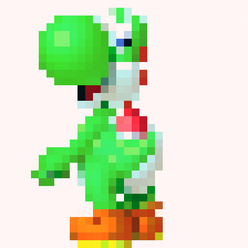 Yoshi, game icon, 32x32 pixel art, skill art, close up, vibrant colors, adorable expression, detailed shading, smooth lines, dynamic pose, animated features, lively eyes