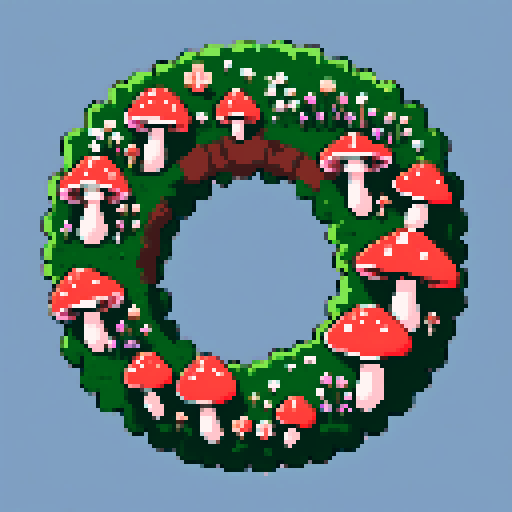 cottagecore wreath of mushrooms 