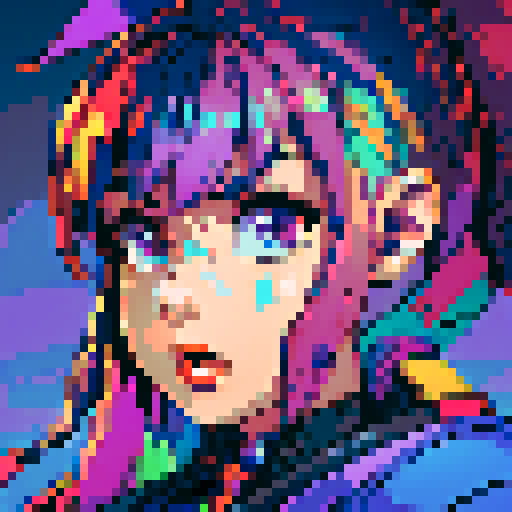 Colorful, retro, vibrant, 8-bit, pixelated, sRGB