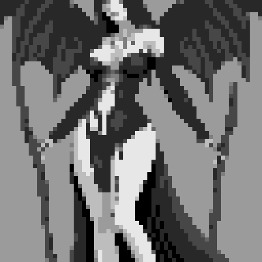 busty succubus, skin tight lace, deep v-neck crop top, intricate druidic staff, pixel art, sRGB