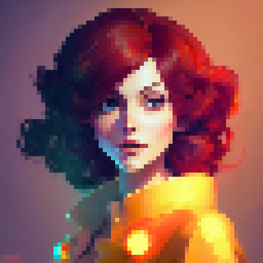 Red from transistor game, colorful, portrait 