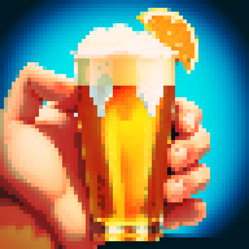 hand pouring draft beer, close up, fantasy 8 bit style, pixel art, vibrant colors, foam overflowing, carbonation fizzing
