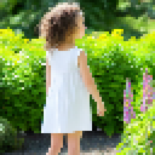 A girl in garden with color full sprow and thinking 
