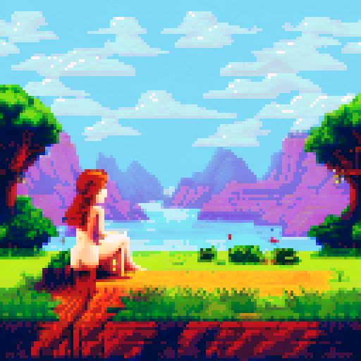 highly detailed pixel art of a nude girl