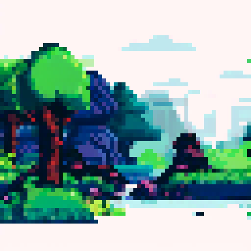 Forest Tileset with trees, rocks and grass.