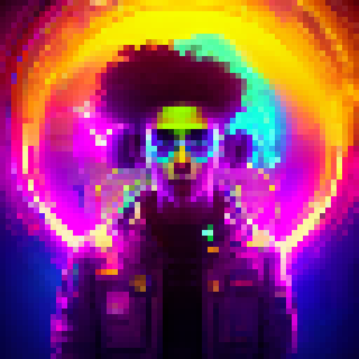 Futuristic, neon-lit avatar of a programming legend, surrounded by cascading lines of code and floating holographic screens, with a cyberpunk-inspired art style.