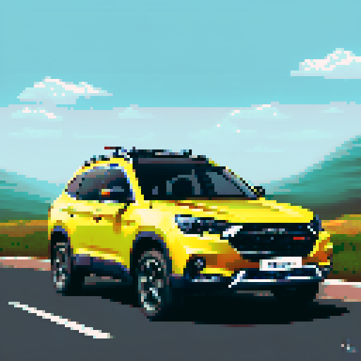 Photorealistic, centered Haval H6 in a three quarter view, right wheel in front, clean background, pixel art style with sRGB colors