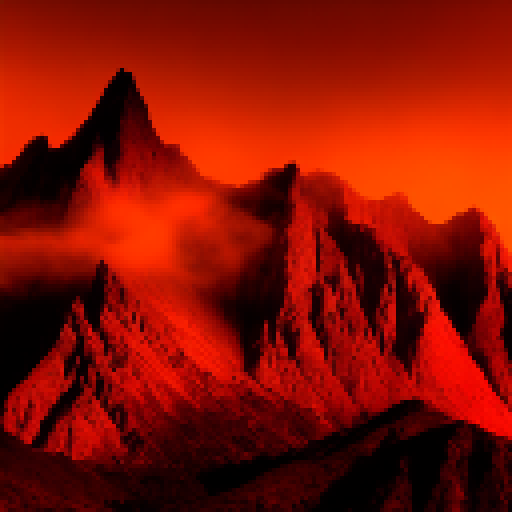 Red sky mountains