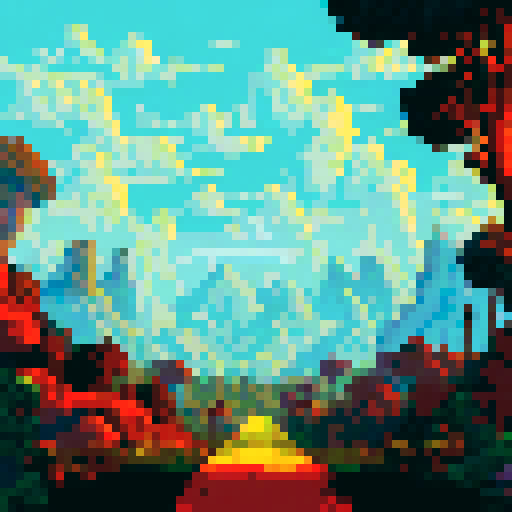 Ukrainian soldiers, victorious and proud, march through a lush, rolling countryside towards a pixelated skyline of Kiev in the background, with the bright blue sRGB sky overhead