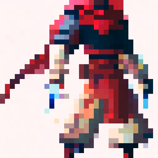 middle-aged male with black hair, skillful armor, left-handed sword wielder, close-up portrait, 32x32 pixel art, game icon style