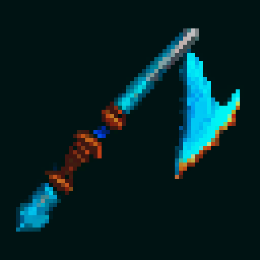 fantasy axe, sharp blade, metallic sheen, steel colored blade, textured grip