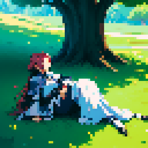 JRPG Knight sleeping under a tree