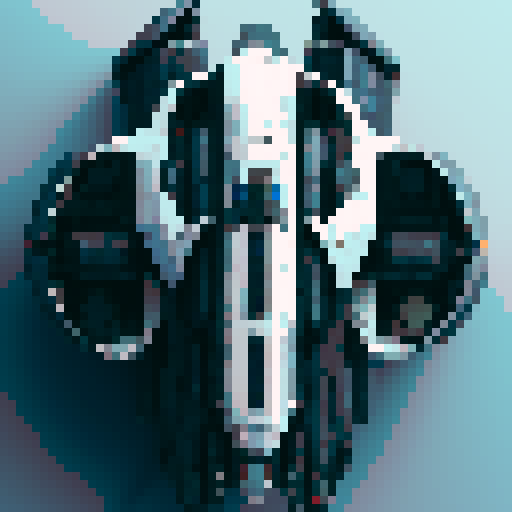 Futuristic space ship modeled after the sentinels from the matrix, add turret guns  from a top down view