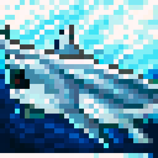 great white shark, 32x32 pixel art