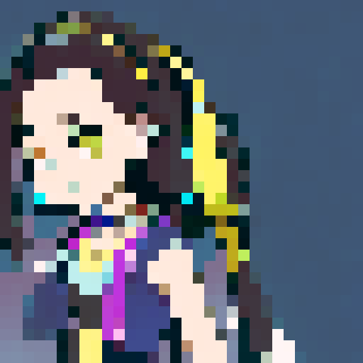 "Rupam's character, with vibrant black hair and oversized headphones, dynamic anime style."