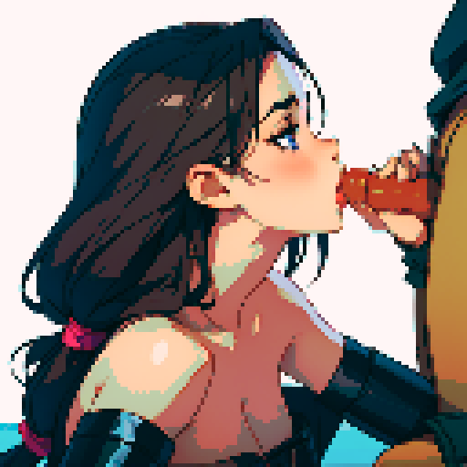 side angle of sexy naked woman giving blowjob
