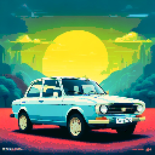 Photorealistic, centered Lada 2112 in a three quarter view, right wheel in front, clean background, pixel art style with sRGB colors