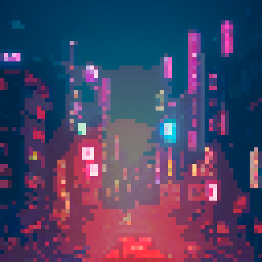 developer brunette curly boy, neon-lit Tokyo behind, coding lines on screen, pixel art style, vibrant colors, retro-futuristic cityscape, glowing skyscrapers, bustling streets, arcade machines, cyberpunk aesthetic, digital rain, holographic advertisements,