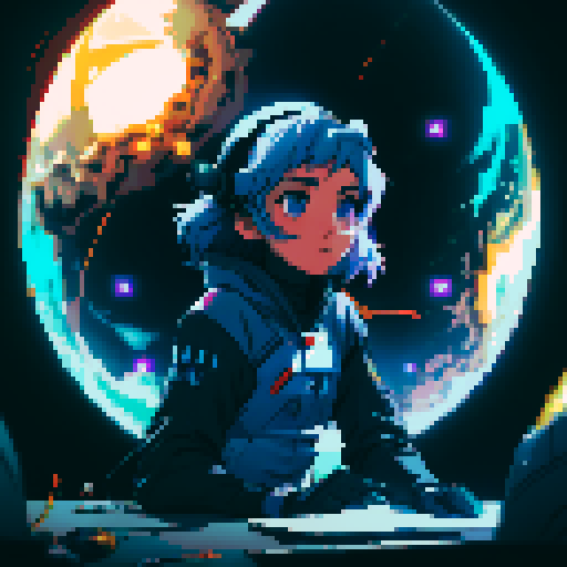 add a space suit helmet and make the character androgynous