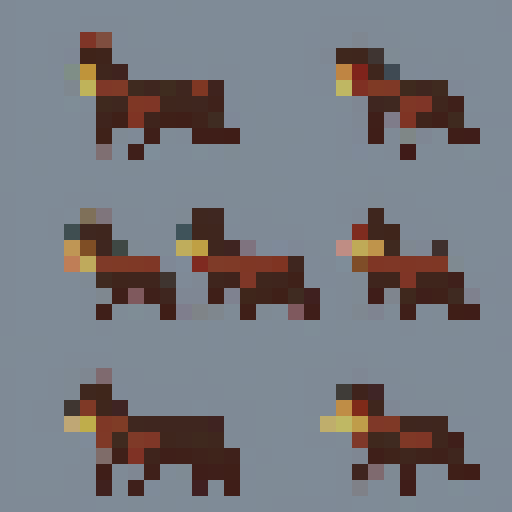 Please provide me an animation sheet for a wolf enemy.

The animation sheet should contain ten frames of the wolf performing a lunging bite attack.