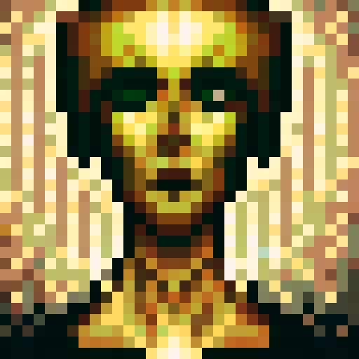 Game avatar, Close-up, Rich, gold, 32x32 pixel art, sRGB, skill art, game icon, portrait