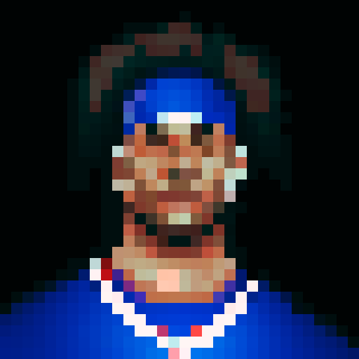 nfl football player, profile view, forward-facing, wearing jersey, no helmet, game icon style, 32x32 pixel art, sRGB, skillful expression, close-up portrait