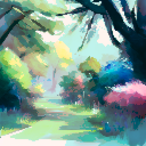 A painter painting something colorful