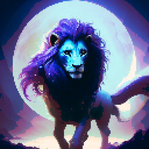 unicorn archetype, majestic and ethereal, with a flowing mane and a spiraling horn, surrounded by luminescent moonlight in a mystical meadow, evoking the enchanting ambiance of a fantasy RPG with a lion tale