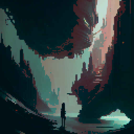 Surrealist, dreamlike. 

"Floating in a sea of monochrome, a girl with a thousand eyes watches over a cityscape of twisted architecture and surreal creatures."