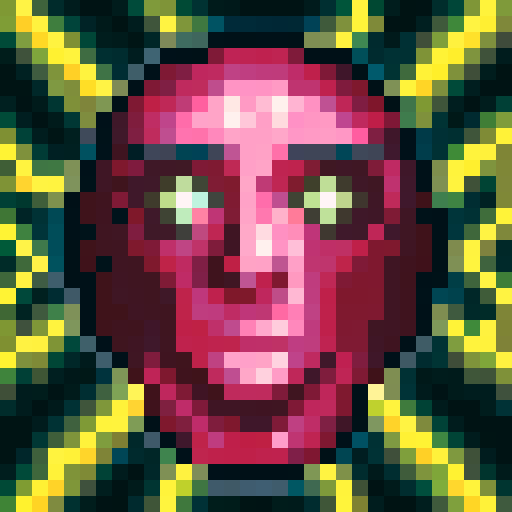 violent post-human AI robot misanthrope with blood on his face and weapons