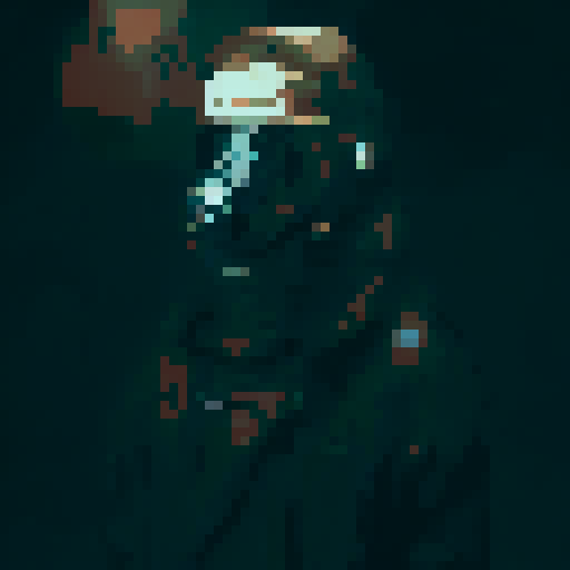 man in trench coat outside on a rainy day wearing gas-mask