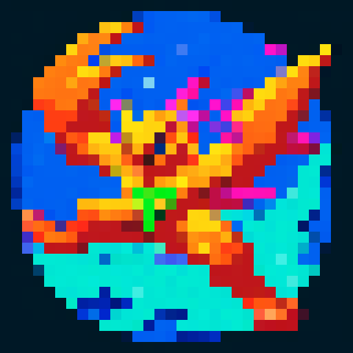 Vibrant, pixelated Pokemon-like monster with exaggerated features in a dynamic pose, surrounded by energetic lightning bolts and set against a whimsical landscape with captivating battle scenes, all rendered in retro video game vibes and bold outlines, showcasing immersive 8-bit world with intricate pixel art details and visually stunning abilities, creating a nostalgic charm and immersive gameplay experience in the charming character sprites and diverse creature designs, 