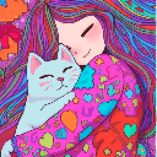 girl hugging a cat