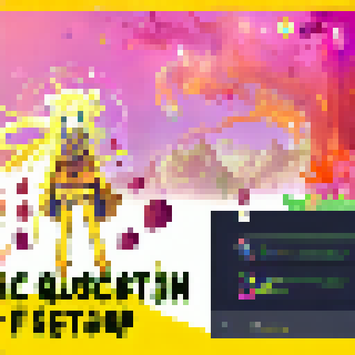 Epic quest through enchanted forests, battling mythical beasts and collecting magical artifacts, all while wielding swords and spells, in a vibrant and colorful anime-inspired art style.