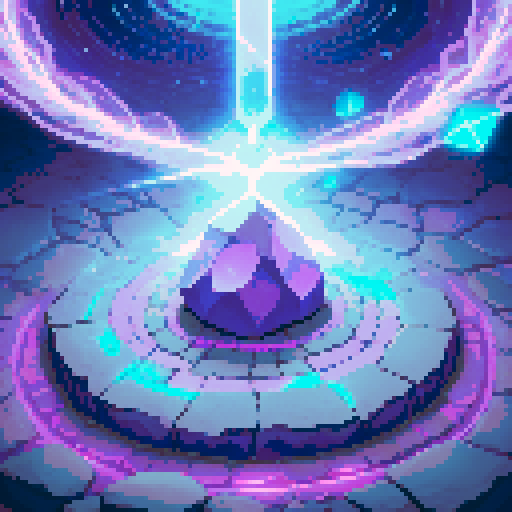 A psychic-themed battleground viewed from within, featuring a flat, rune-inscribed stone floor in purples and blues, tilted slightly upward to give depth. The player's perspective starts in the bottom-left, with faint glowing runes and soft psychic energy lines tracing the ground. Subtle floating crystals and swirling arcs of purple and pink energy decorate the middle-right. The background features muted clouds and faint stars, blending seamlessly to enhance the psychic atmosphere. 
