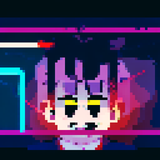 Half his face is illuminated by neon lights, the other half by a dimly lit streetlamp His hair is slicked back, revealing a barcode tattoo on his neck His eyes are piercing and his lips are wrapped around a cigarette, the smoke swirling around him in pixelated swirls