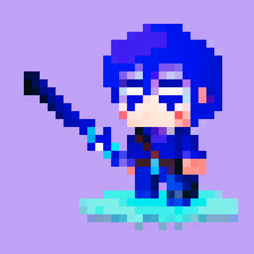 glowing, enchanted, blue and purple sword, pixel art, sRGB