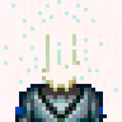 skillful, armored warrior with a fierce expression, metallic silver and gold details, intricate engravings, glowing blue gemstone accents, dramatic lighting, sharp edges and angles, intense shadows, pixelated textures, vibrant colors, dynamic pose, detailed facial features, focused gaze, immersive depth