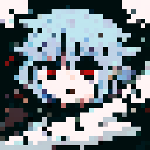 Close up, dark-themed ninja character with a mysterious gaze, anime-style, pixel art