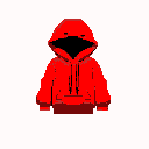 A man in a red hoodie with invisible face 
