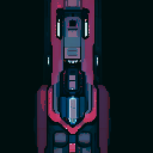 space ship, retro, vibrant colors, blocky, low resolution, 8-bit, diagonal lines, neon glow, starry background, exhaust trails, futuristic, geometric shapes, space exploration