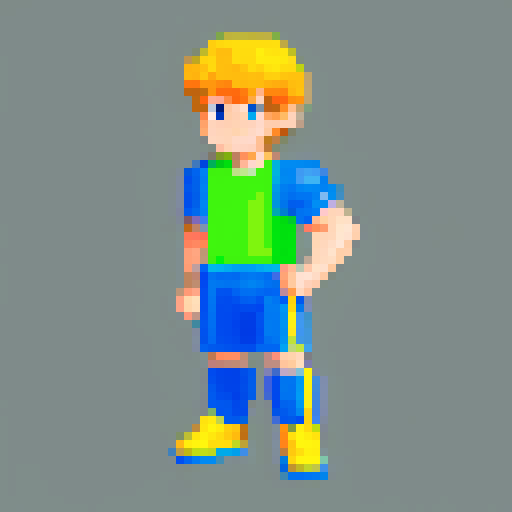 young handsome boy; look strong; 18 years old; pixel art; wearing sportfix