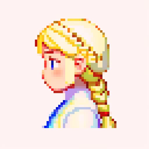 a girl with white braid, side view