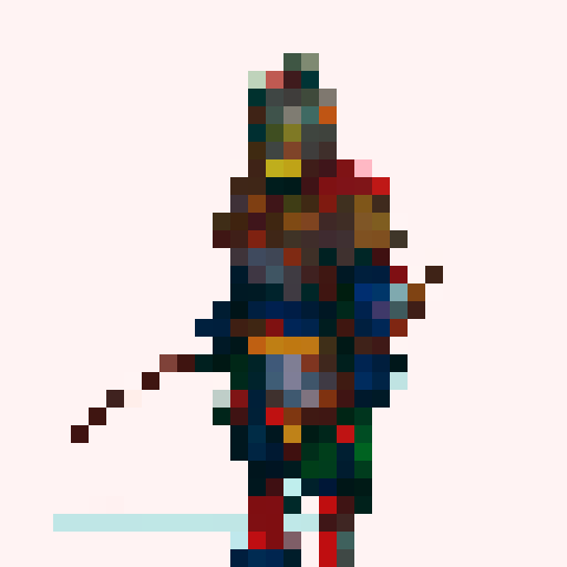 muromachi-era samurai in traditional armor, sprite for roguelike game