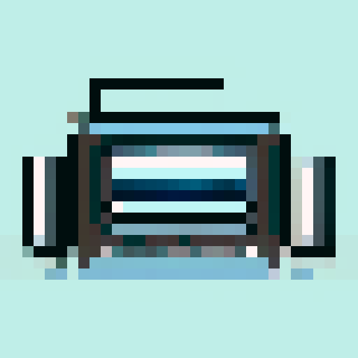 Pixel art of an 8bit VHS tape. Do not use more than 256 pixels. The VHS tape should be black with 4 colors on the front label.