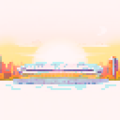 football stadium with sunset color palette