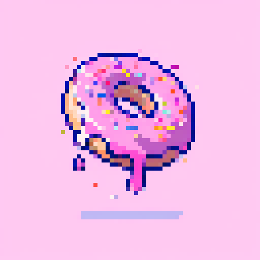 big doughnut in center of a frame, with vibrant colored icing dripping down, sprinkles on top, white background