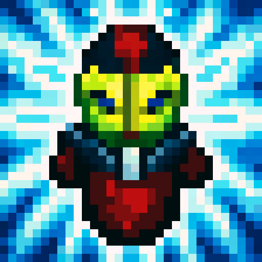 evil penguin with razor-sharp talons, walking menacingly towards the viewer in a skillfully crafted 32x32 pixel art game icon, with a close up portrait showcasing its wicked eyes and sleek black feathers