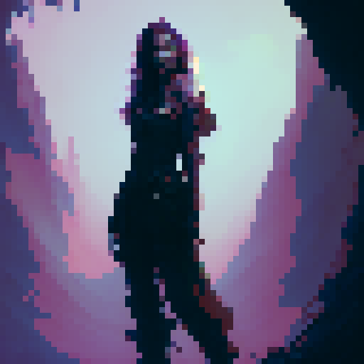 female zombie, flowing dress, standing, forest, dusk, pixel art, sRGB
