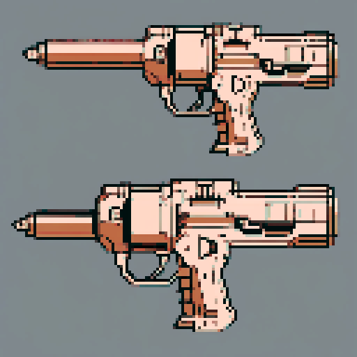 I want a copper structure reminiscent of the gun on top of a turret, seen from a head on two dimensional perspective. The design should be relatively simple. I also want this object usable as an asset in a videogame, meaning only one object per image, outlined with a strong black stroke, on a solid-color background.